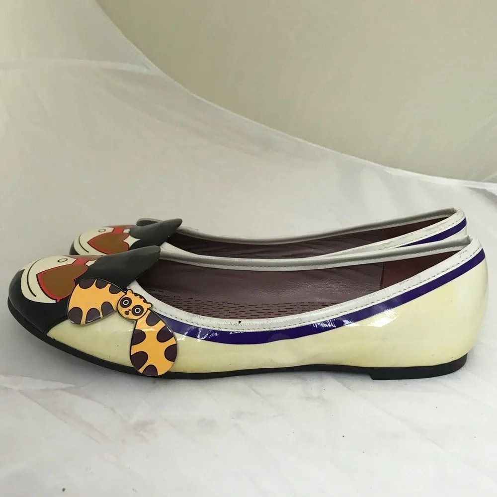 Marc by Marc Jacobs NEW Girl Cat Leather Ballet Flats Shoes Patent Rubber Soles - Picture 3 of 13